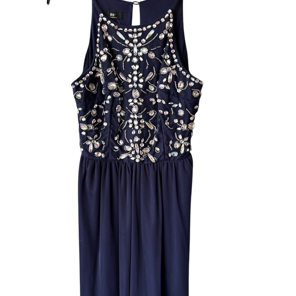 Chic Midnight Blue Embellished Gown